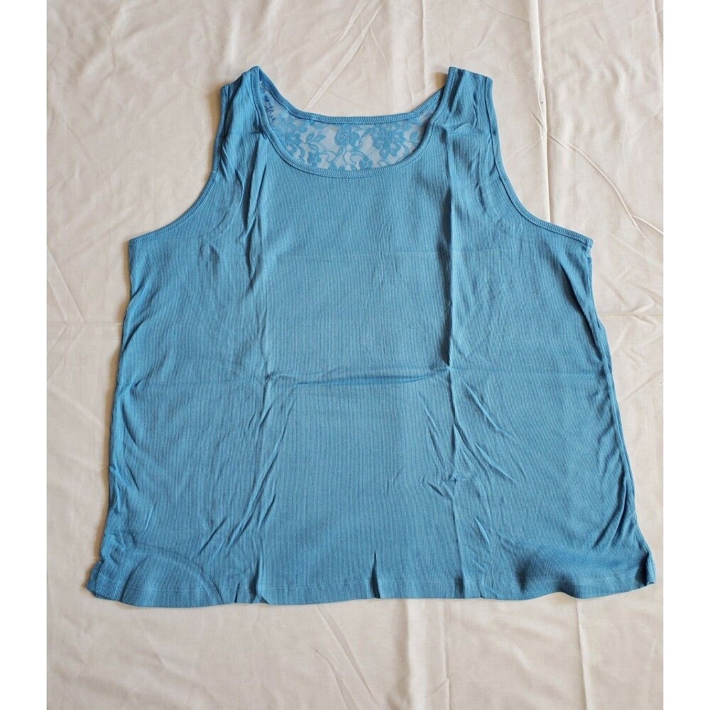 Dreams Co. Tank Top Womens Size 3 X Blue Sleeveless Lace Ribbed on the back New